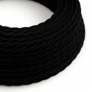 Textilkabel, kohlenschwarz, aus Baumwolle - Das Original von Creative-Cables - TC04 geflochten 2x0.75mm / 3x0.75mm