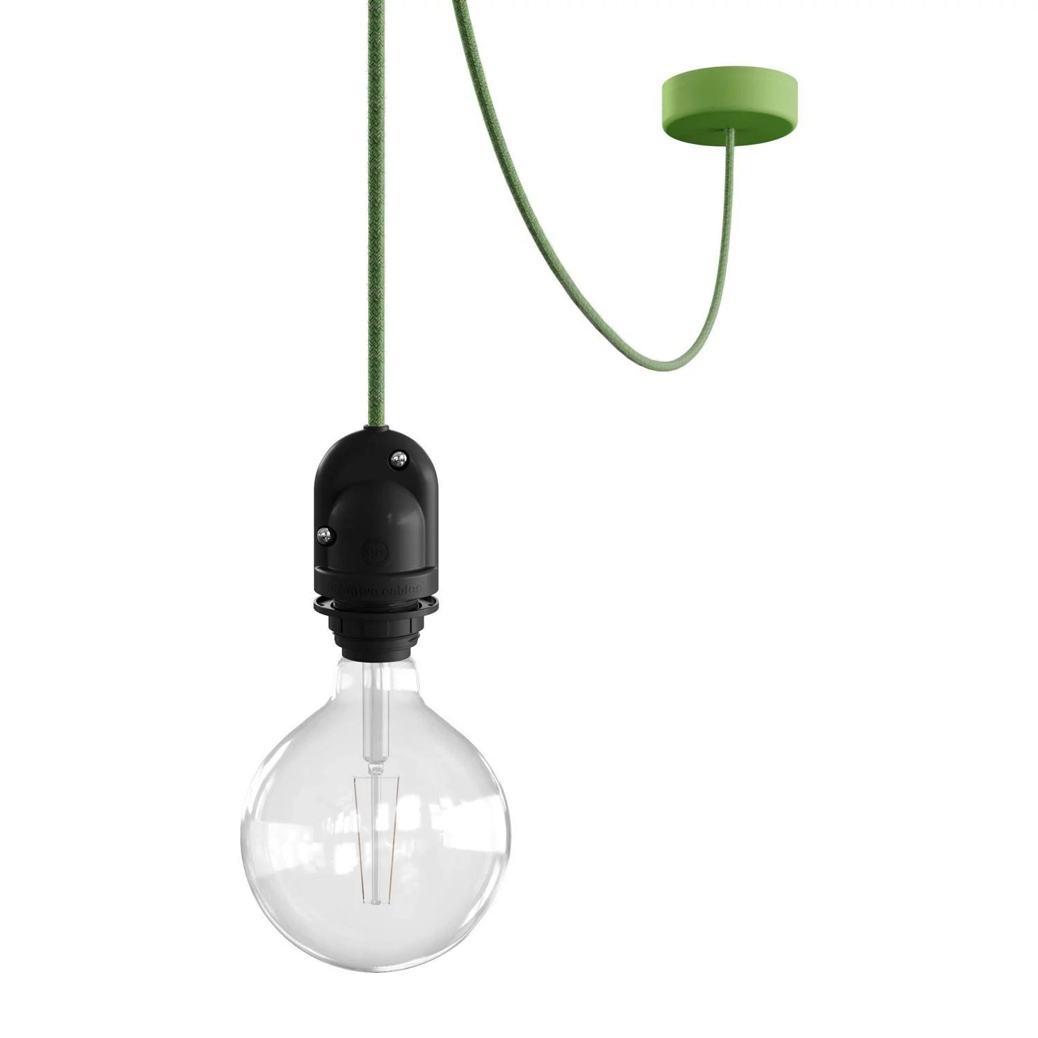 EIVA Outdoor-Pendelleuchte für Lampenschirme mit 5 m Textilkabel, Deckenbefestigung, Lampenbaldachin und Lampenfassung, IP65 - Zartes Grün