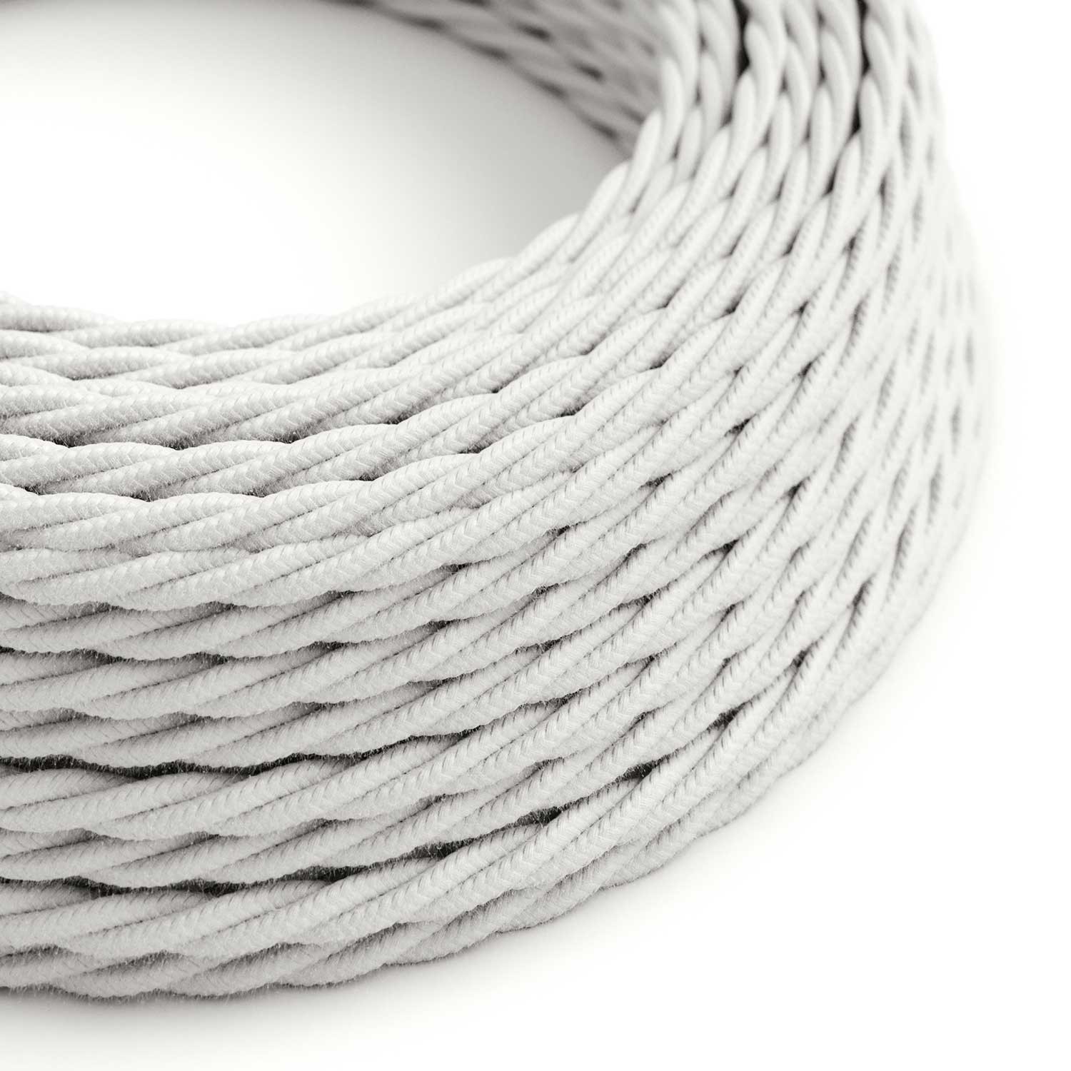 Textilkabel, lichtweiß, aus Baumwolle - Das Original von Creative-Cables - TC01 geflochten 2x0.75mm / 3x0.75mm