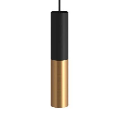 Tub E14, doppeltes Metallrohr für Punktstrahler mit Lampenfassung und E14-Doppelringmutter - Schwarz - Bronze satiniert