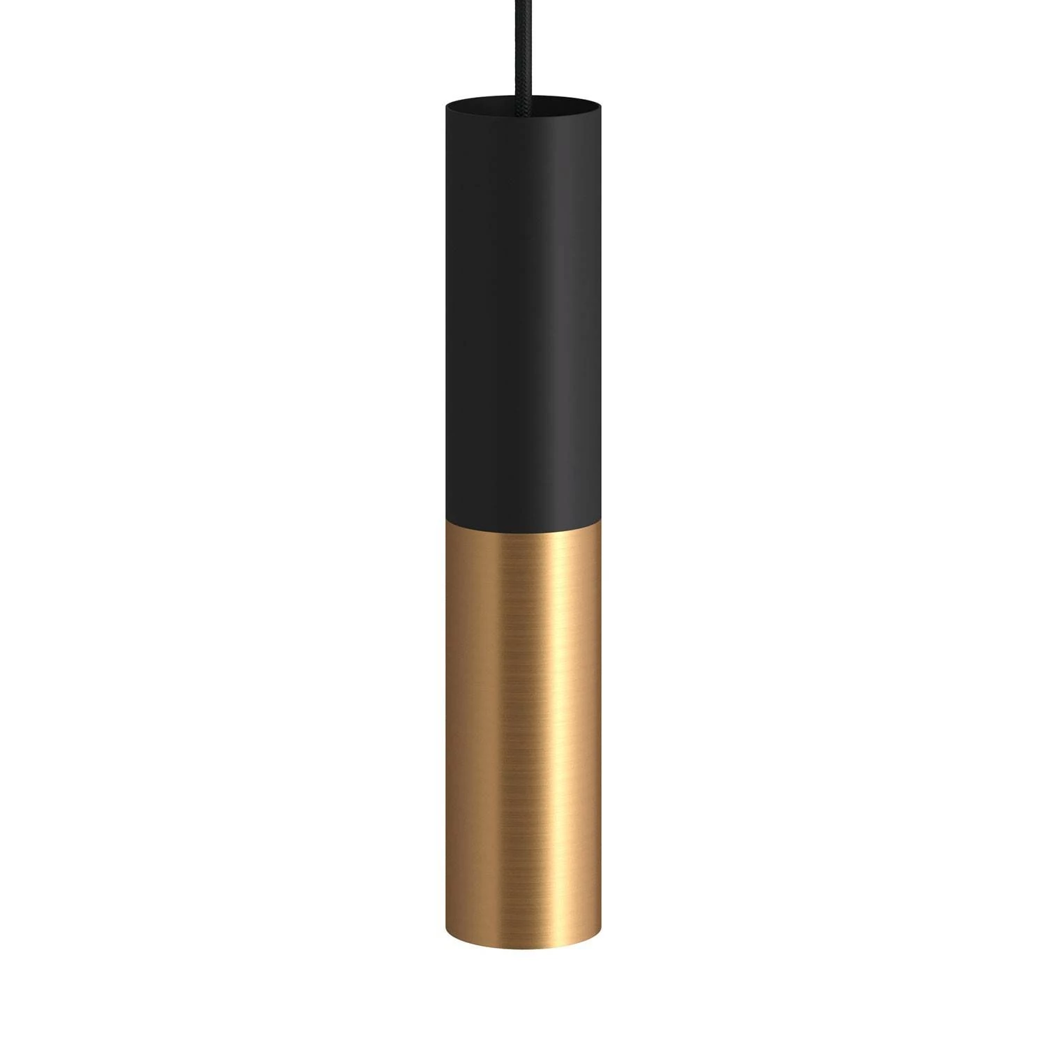 Tub E14, doppeltes Metallrohr für Punktstrahler mit Lampenfassung und E14-Doppelringmutter - Schwarz - Bronze satiniert