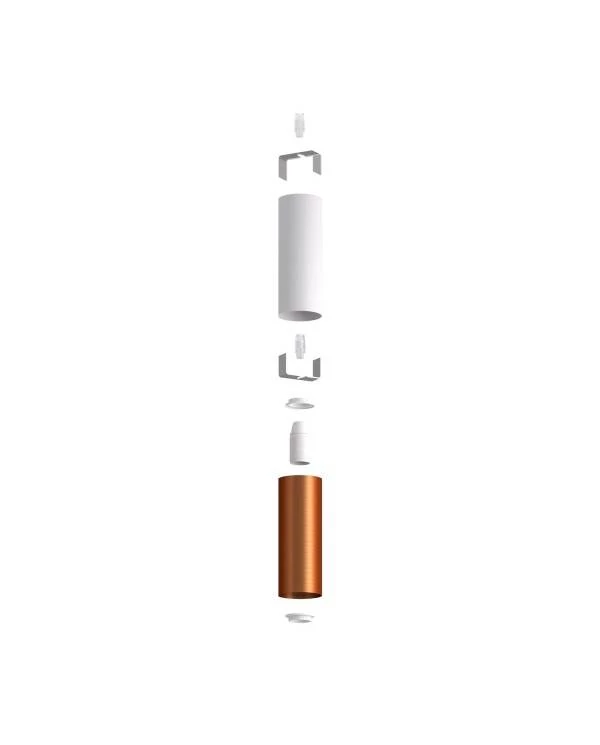 Tub E14, doppeltes Metallrohr für Punktstrahler mit Lampenfassung und E14-Doppelringmutter