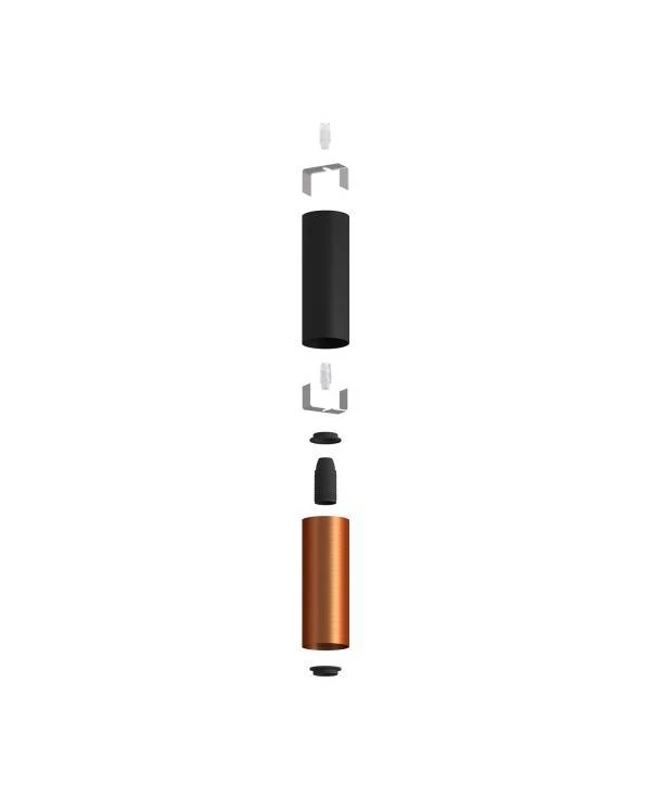 Tub E14, doppeltes Metallrohr für Punktstrahler mit Lampenfassung und E14-Doppelringmutter