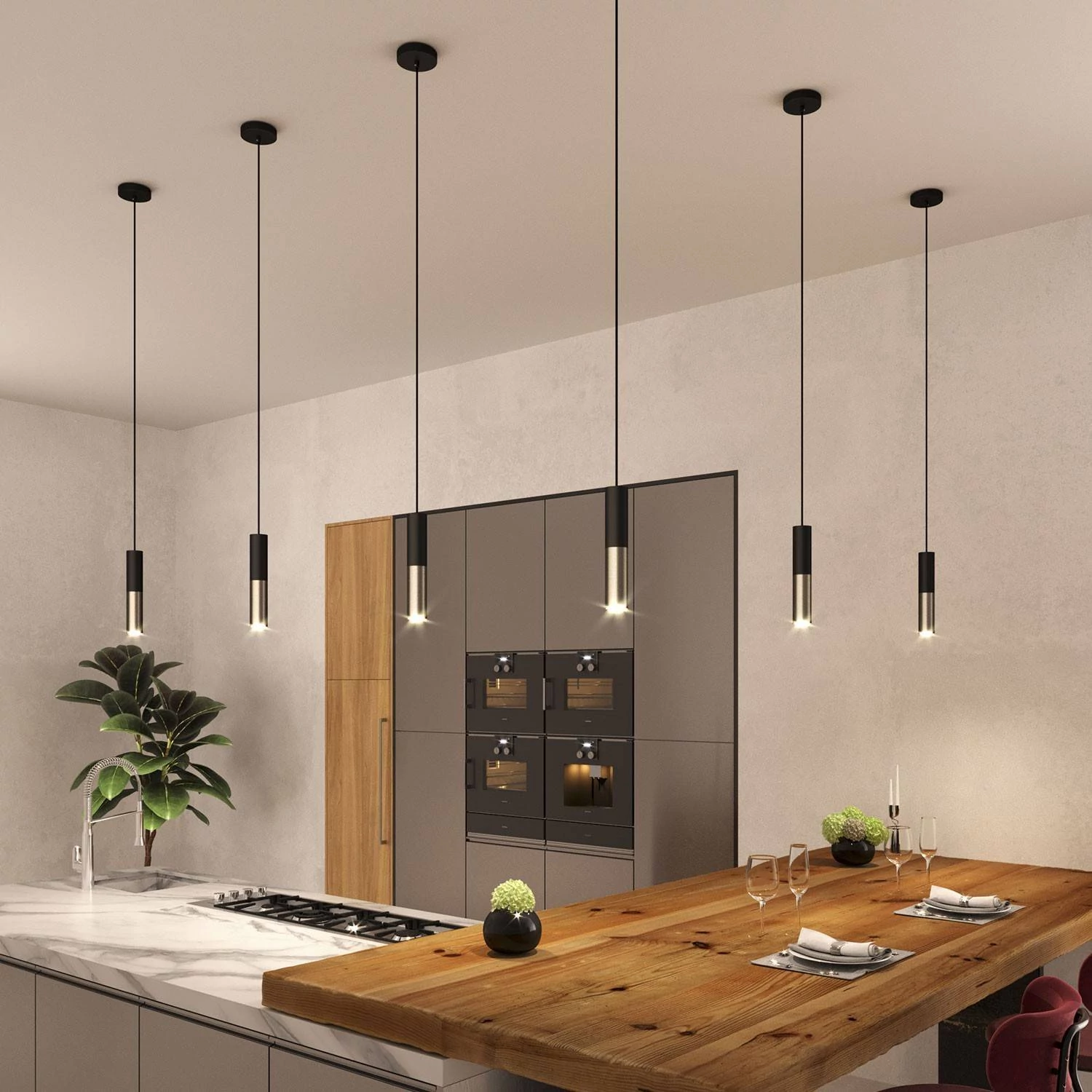 Tub E14, doppeltes Metallrohr für Punktstrahler mit Lampenfassung und E14-Doppelringmutter