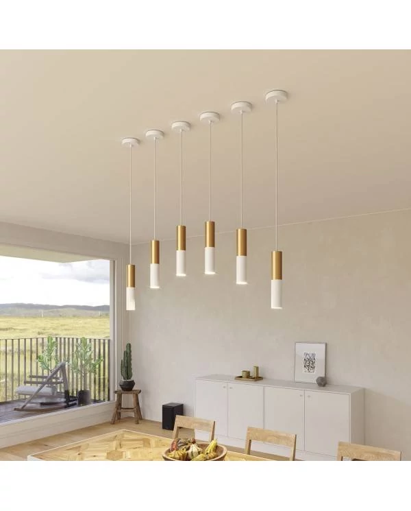 Tub E14, doppeltes Metallrohr für Punktstrahler mit Lampenfassung und E14-Doppelringmutter