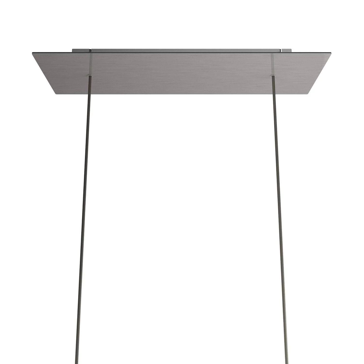 Rechteckiges XXL 2-Loch und 6 Seitenlöchern Lampenbaldachin Kit, Rose-One-Abdeckung, Abmessungen 675 x 225 mm - Satinierter Stahl