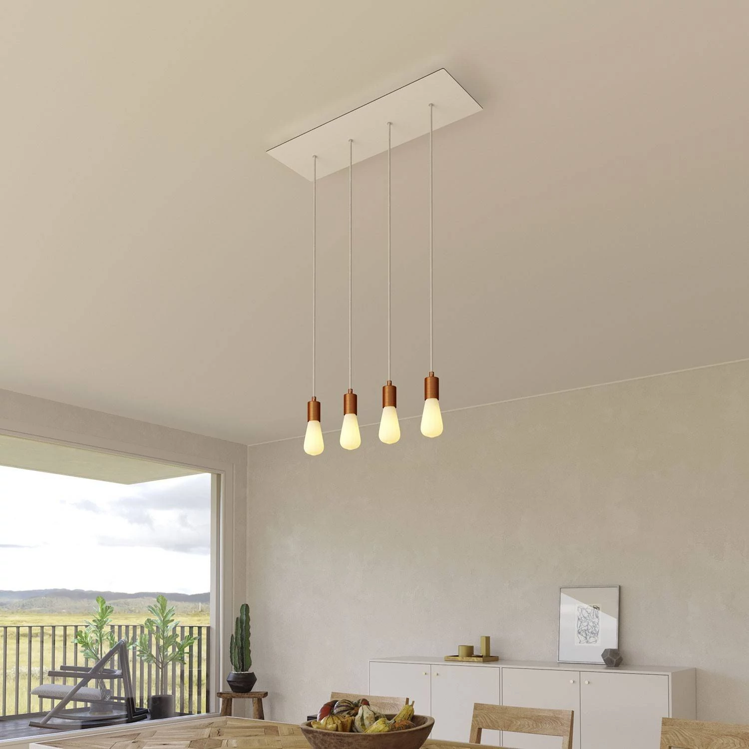 Rechteckiges XXL 4-Loch und 6 Seitenlöchern Lampenbaldachin Kit, Rose-One-Abdeckung, Abmessungen 675 x 225 mm