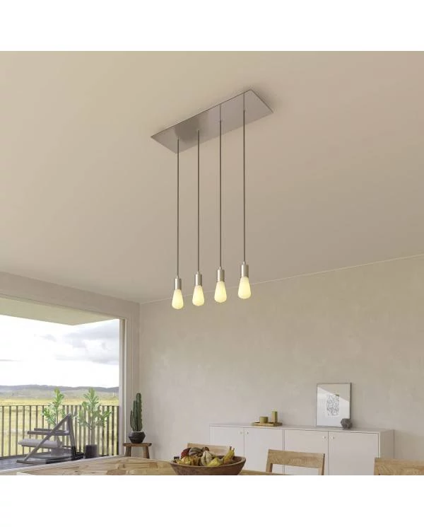 Rechteckiges XXL 4-Loch und 6 Seitenlöchern Lampenbaldachin Kit, Rose-One-Abdeckung, Abmessungen 675 x 225 mm
