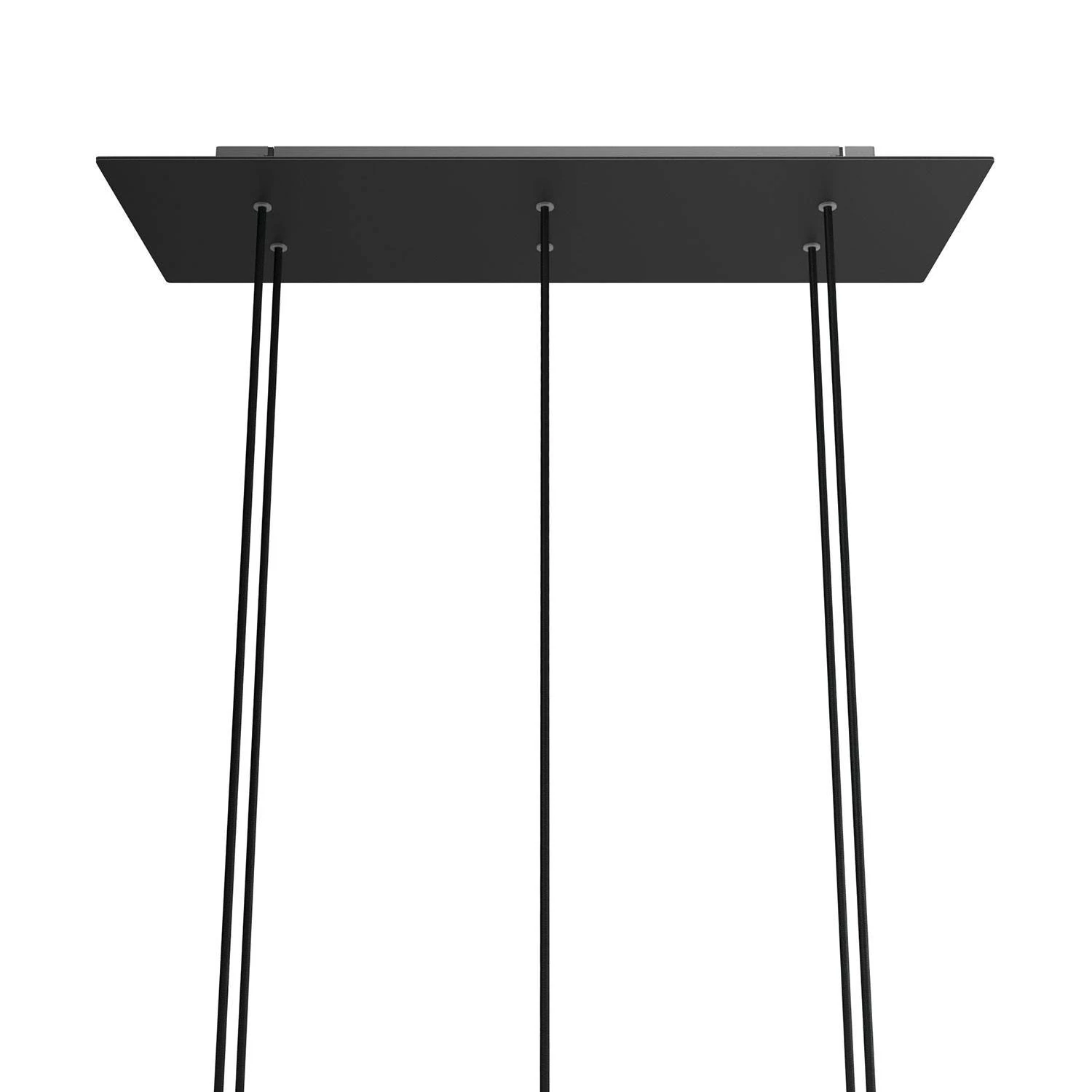 Rechteckiges XXL 6-Loch und 6 Seitenlöchern Lampenbaldachin Kit, Rose-One-Abdeckung, Abmessungen 675 x 225 mm - Mattschwarz