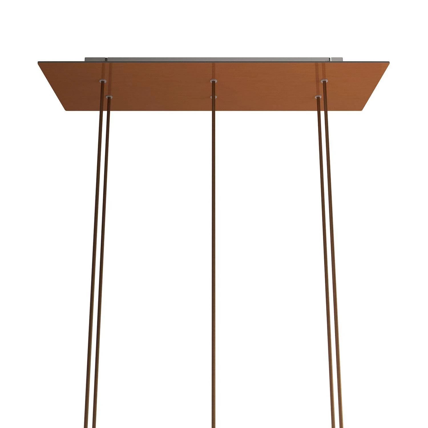 Rechteckiges XXL 6-Loch und 6 Seitenlöchern Lampenbaldachin Kit, Rose-One-Abdeckung, Abmessungen 675 x 225 mm - Satiniertes Kufper