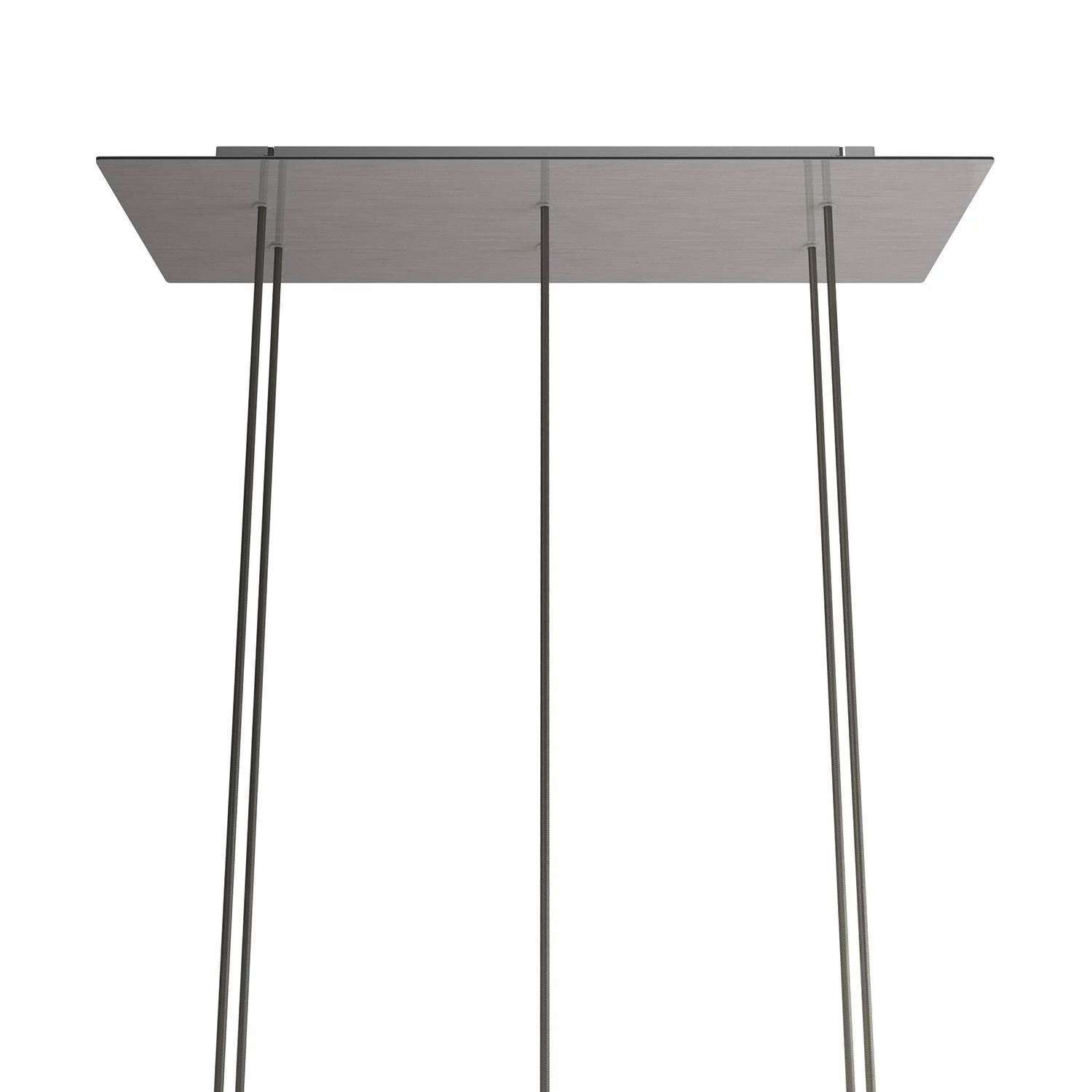 Rechteckiges XXL 6-Loch und 6 Seitenlöchern Lampenbaldachin Kit, Rose-One-Abdeckung, Abmessungen 675 x 225 mm - Satinierter Stahl