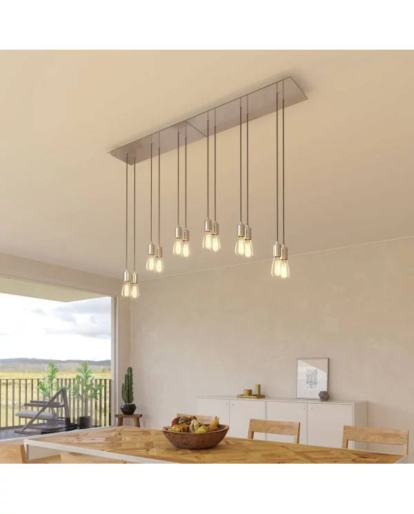 Rechteckiges XXL 6-Loch und 6 Seitenlöchern Lampenbaldachin Kit, Rose-One-Abdeckung, Abmessungen 675 x 225 mm