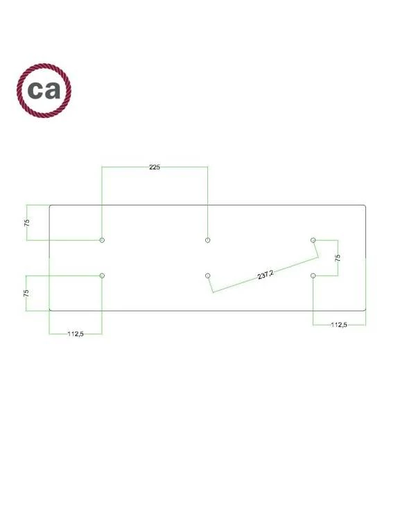 Rechteckiges XXL 6-Loch und 6 Seitenlöchern Lampenbaldachin Kit, Rose-One-Abdeckung, Abmessungen 675 x 225 mm