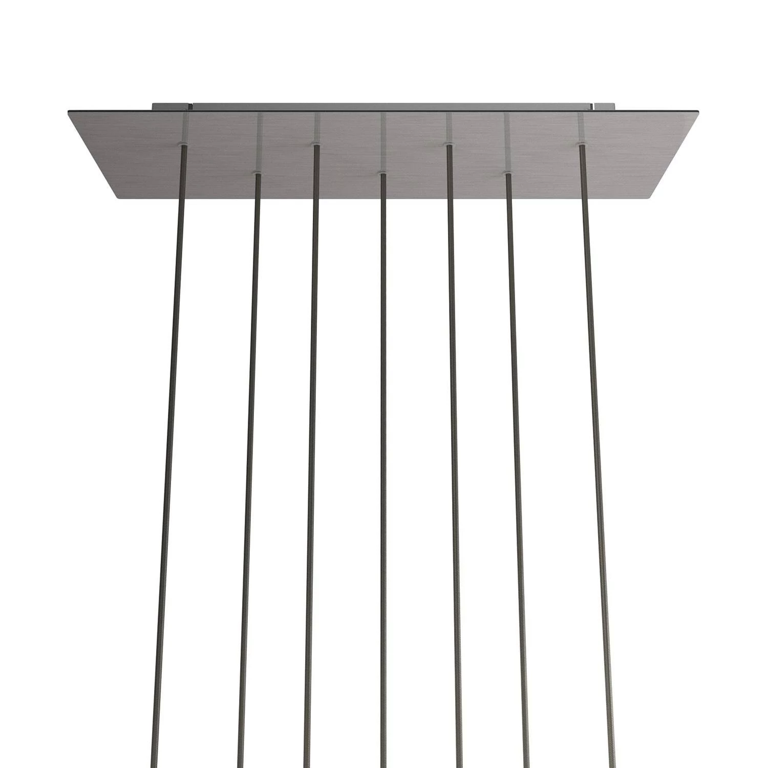 Rechteckiges XXL 7-Loch und 6 Seitenlöchern Lampenbaldachin Kit, Rose-One-Abdeckung, Abmessungen 675 x 225 mm - Satinierter Stahl