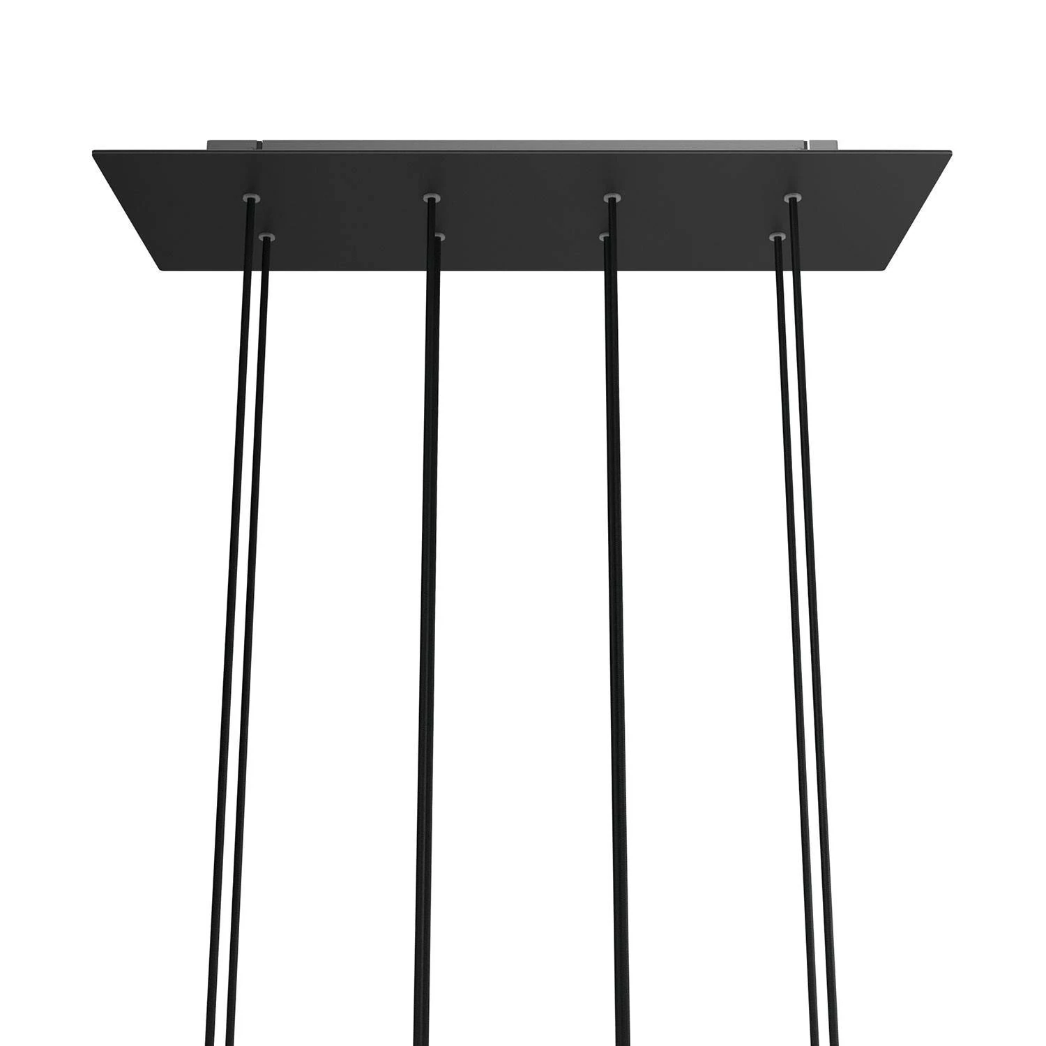 Rechteckiges XXL 8-Loch und 6 Seitenlöchern Lampenbaldachin Kit, Rose-One-Abdeckung, Abmessungen 675 x 225 mm - Mattschwarz
