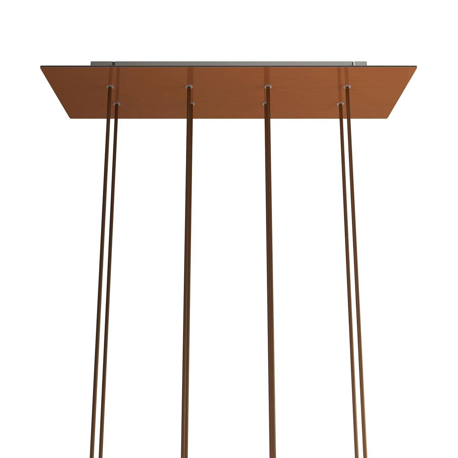 Rechteckiges XXL 8-Loch und 6 Seitenlöchern Lampenbaldachin Kit, Rose-One-Abdeckung, Abmessungen 675 x 225 mm - Satiniertes Kufper
