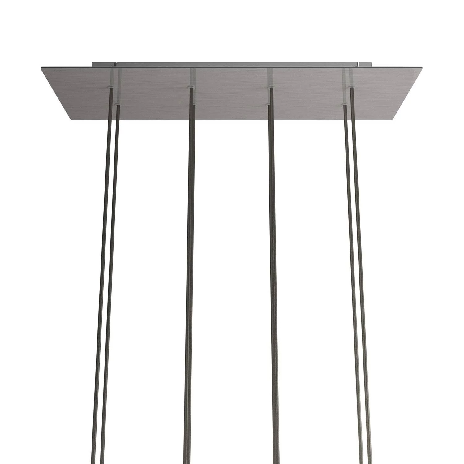 Rechteckiges XXL 8-Loch und 6 Seitenlöchern Lampenbaldachin Kit, Rose-One-Abdeckung, Abmessungen 675 x 225 mm - Satinierter Stahl