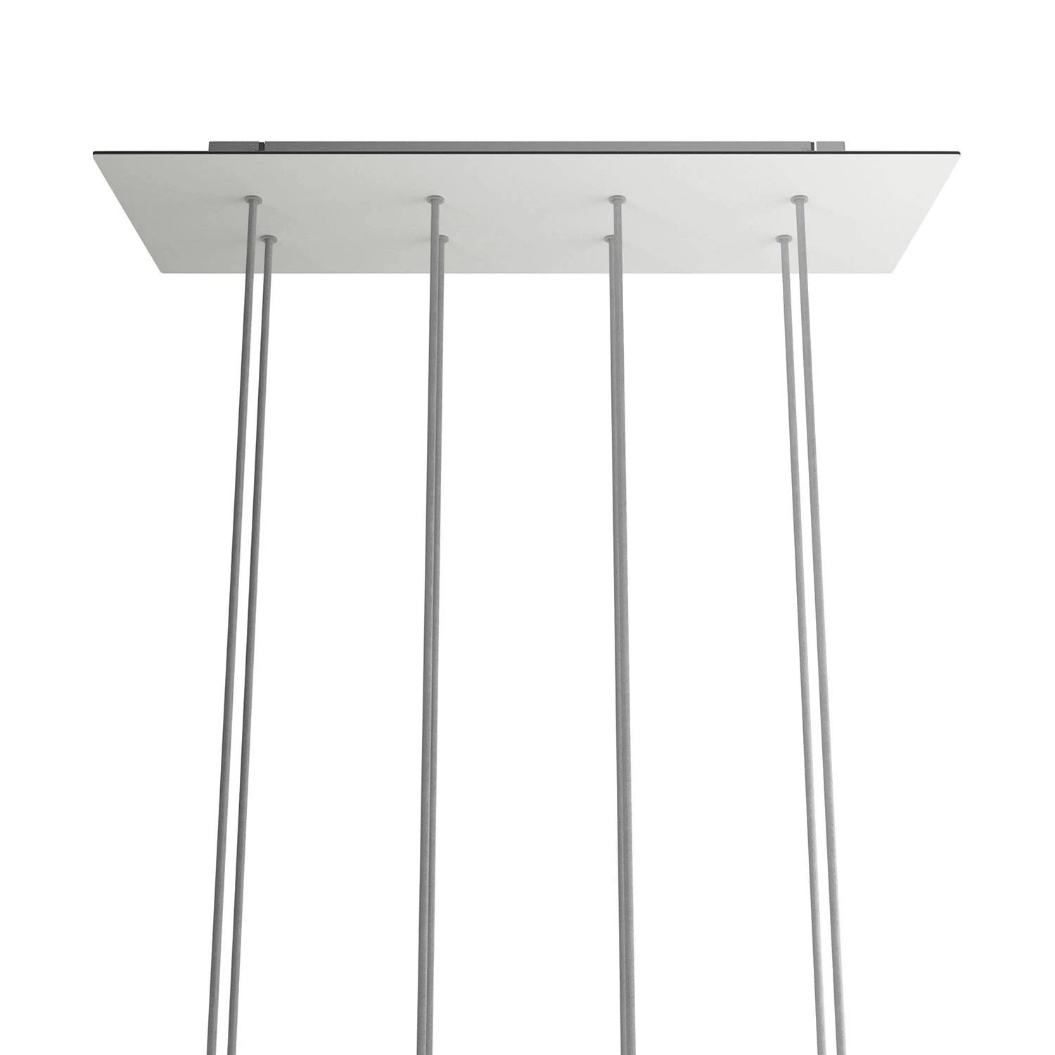 Rechteckiges XXL 8-Loch und 6 Seitenlöchern Lampenbaldachin Kit, Rose-One-Abdeckung, Abmessungen 675 x 225 mm - Mattweiß