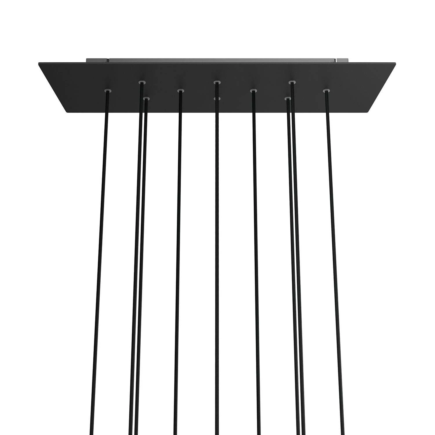 Rechteckiges XXL 10-Loch und 6 Seitenlöchern Lampenbaldachin Kit, Rose-One-Abdeckung, Abmessungen 675 x 225 mm - Mattschwarz
