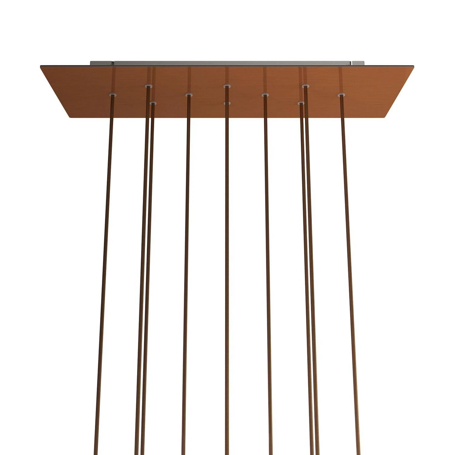 Rechteckiges XXL 10-Loch und 6 Seitenlöchern Lampenbaldachin Kit, Rose-One-Abdeckung, Abmessungen 675 x 225 mm - Satiniertes Kufper