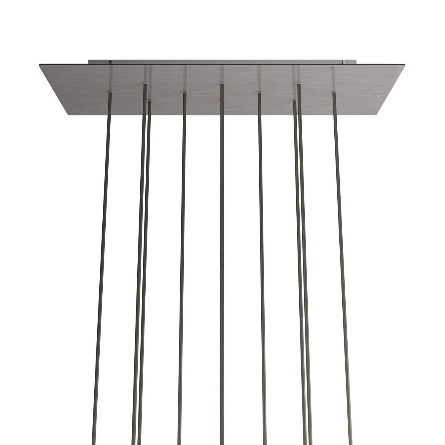Rechteckiges XXL 10-Loch und 6 Seitenlöchern Lampenbaldachin Kit, Rose-One-Abdeckung, Abmessungen 675 x 225 mm - Satinierter Stahl
