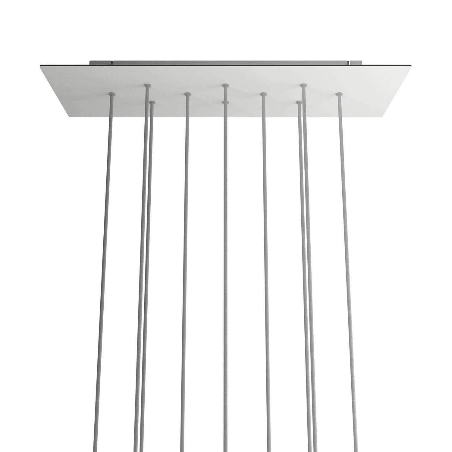 Rechteckiges XXL 10-Loch und 6 Seitenlöchern Lampenbaldachin Kit, Rose-One-Abdeckung, Abmessungen 675 x 225 mm - Mattweiß