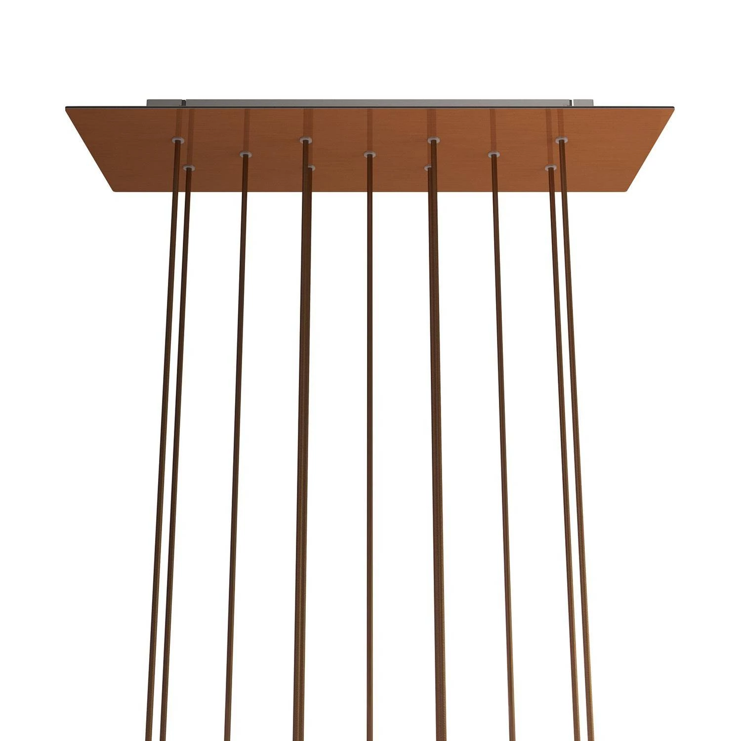 Rechteckiges XXL 11-Loch und 6 Seitenlöchern Lampenbaldachin Kit, Rose-One-Abdeckung, Abmessungen 675 x 225 mm - Satiniertes Kufper