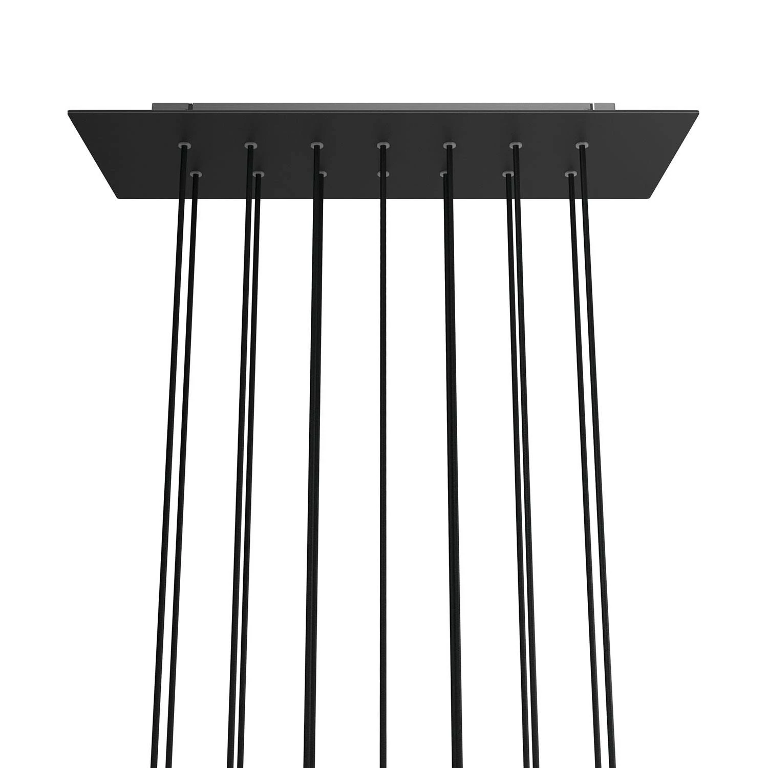 Rechteckiges XXL 14-Loch und 6 Seitenlöchern Lampenbaldachin Kit, Rose-One-Abdeckung, Abmessungen 675 x 225 mm - Mattschwarz