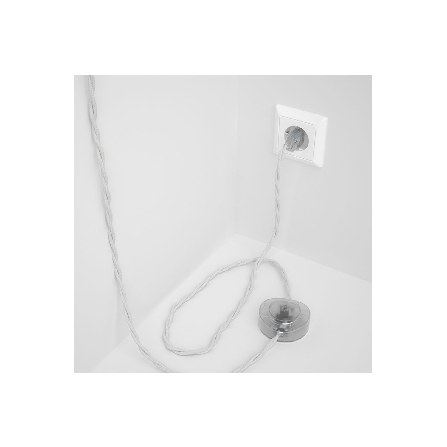 Stehleuchte Anschlussleitung TC01 Weiß Baumwolle 3 m. Wählen Sie aus drei Farben bei Schalter und Stecke.