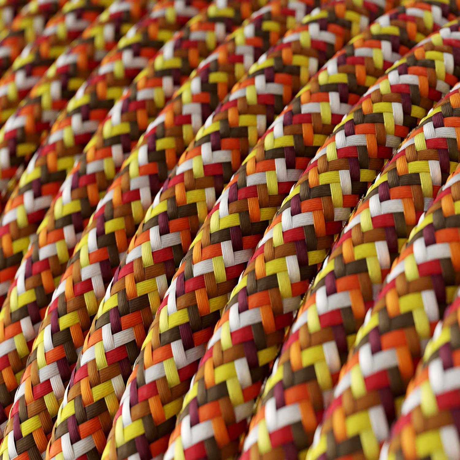 Textilkabel, orange-bunt gemustert glänzend, Pixel - Das Original von Creative-Cables - RX01 rund 2x0.75mm / 3x0.75mm