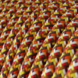 Textilkabel, orange-bunt gemustert glänzend, Pixel - Das Original von Creative-Cables - RX01 rund 2x0.75mm / 3x0.75mm