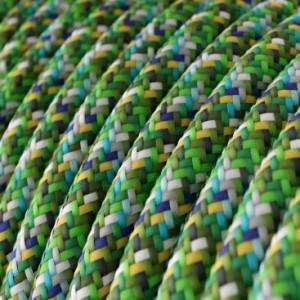 Textilkabel, grün-bunt gemustert glänzend, Pixel - Das Original von Creative-Cables - RX05 rund 2x0.75mm / 3x0.75mm