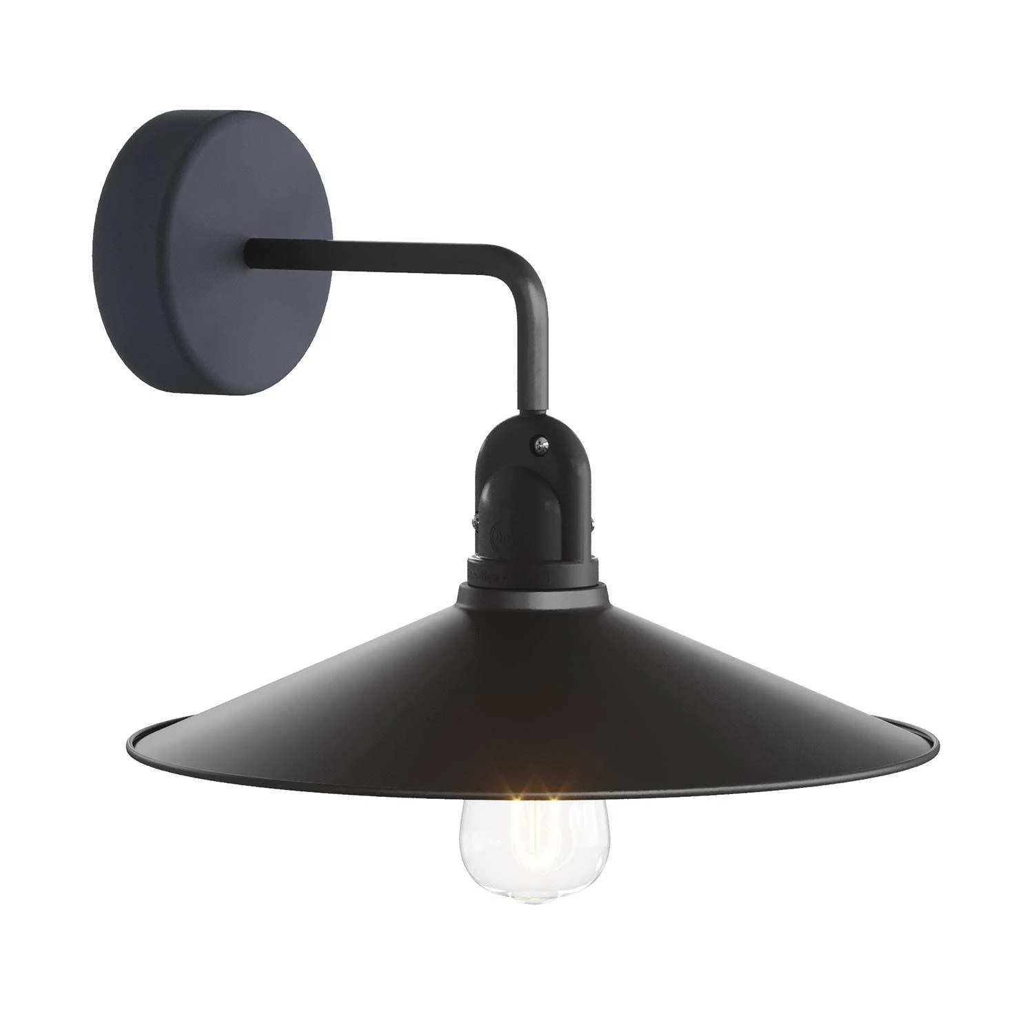 Fermaluce EIVA mit L-förmiger Verlängerung, Swing Lampenschirm und wasserfesten IP65-Lampenfassung - Schwarz