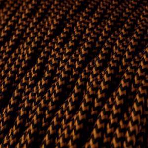 Textilkabel, whiskeyfarben-schwarz glänzend, Zick-Zack - Das Original von Creative-Cables - TZ22 geflochten 2x0.75mm / 3x0.75mm