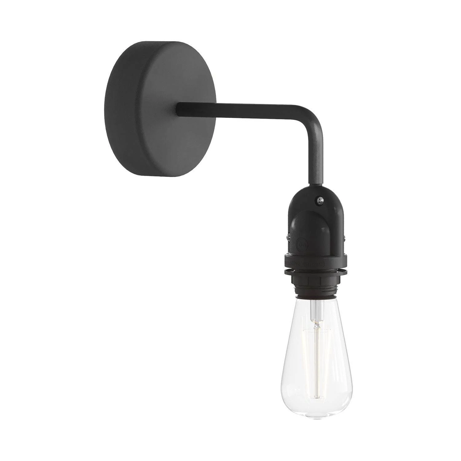 Fermaluce für Lampenschirme EIVA mit L-förmiger Verlängerung, Lampenbaldachin und wasserdichter IP65- Lampenfassung - Schwarz