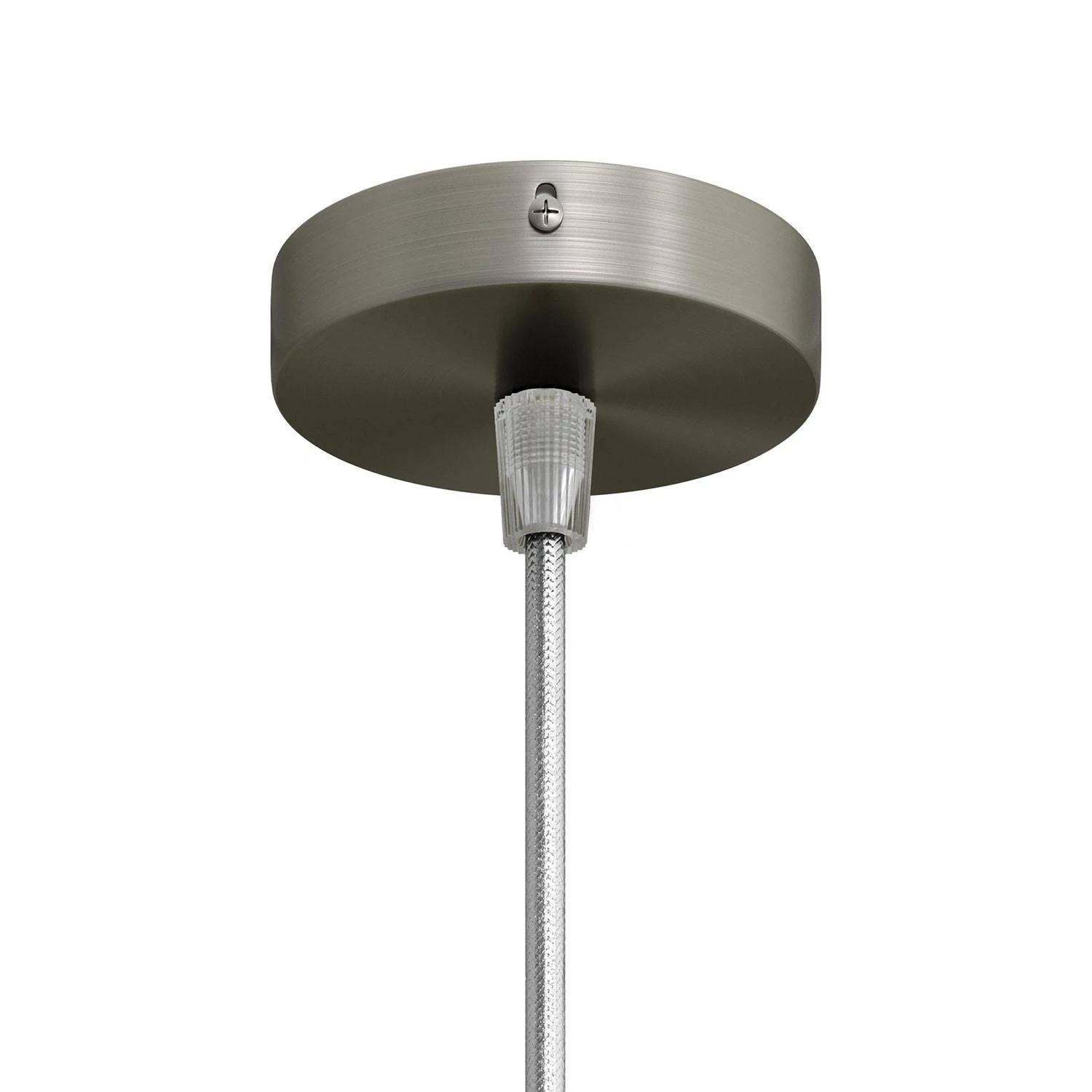 Kit runder Mini Lampenbaldachin aus Metall mit 1 zentralen Bohrung - Titan satiniert