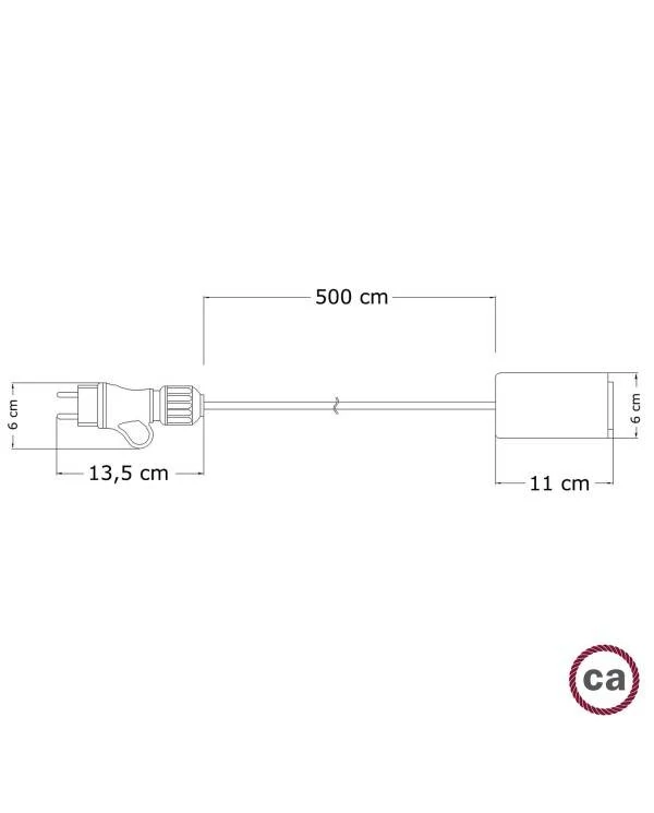 Snake Eiva Elegant, tragbare Außenleuchte, 5m Textilkabel, wasserdichte IP65 Lampenfassung und Stecker