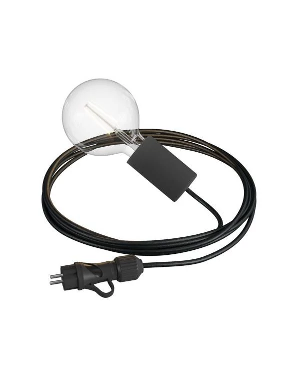 Snake Eiva Elegant, tragbare Außenleuchte, 5m Textilkabel, wasserdichte IP65 Lampenfassung und Stecker