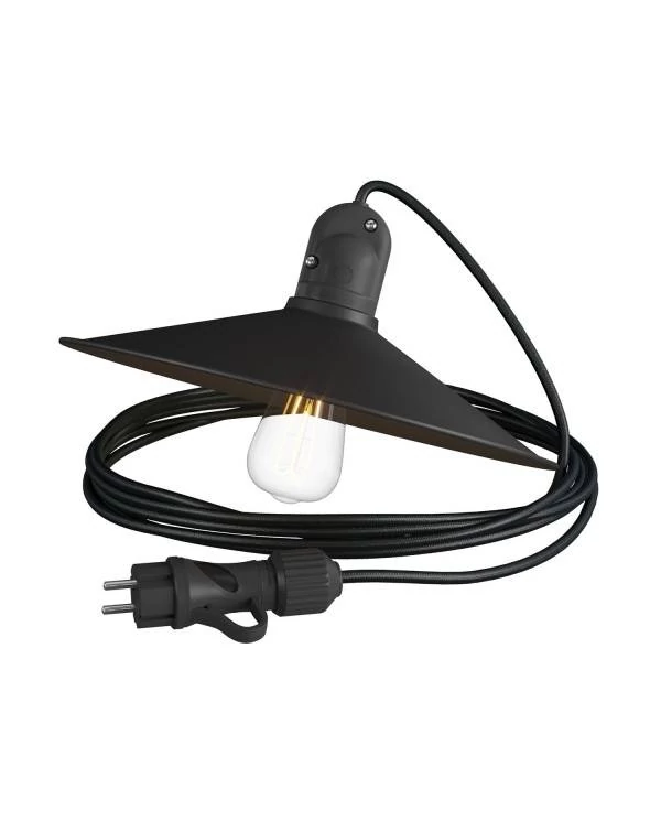 Snake Eiva mit Swing Lampenschirm, tragbare Außenleuchte, 5m Textilkabel, wasserdichte IP65 Lampenfassung und Stecker