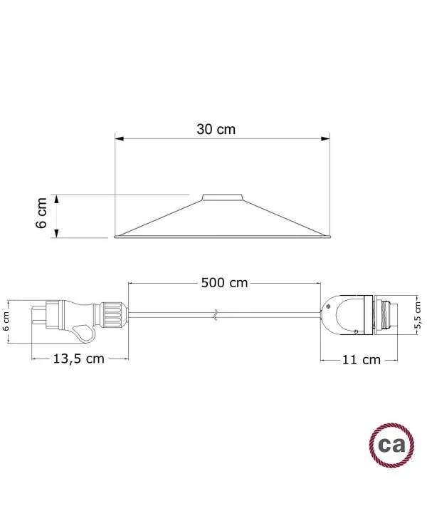 Snake Eiva mit Swing Lampenschirm, tragbare Außenleuchte, 5m Textilkabel, wasserdichte IP65 Lampenfassung und Stecker