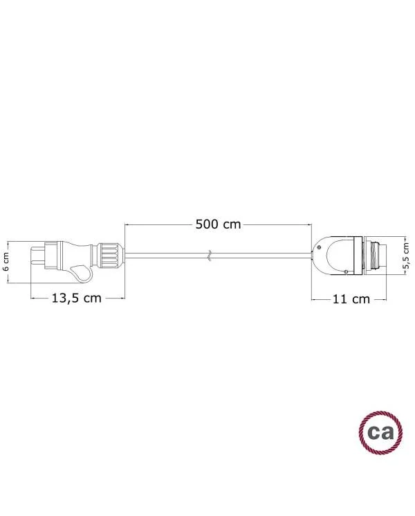 Snake Eiva, tragbare Außenleuchte, 5m Textilkabel, wasserdichte IP65 Lampenfassung und Stecker