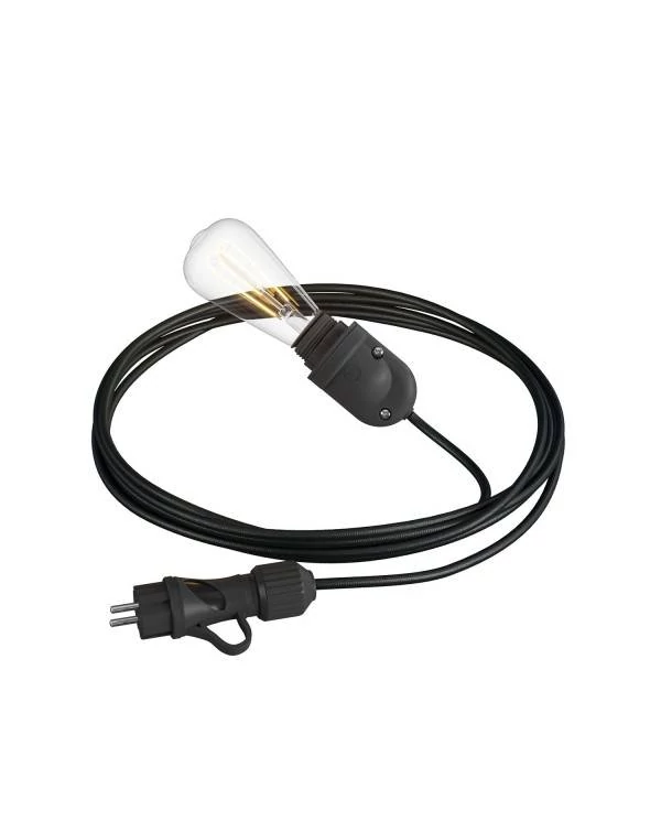 Snake Eiva, tragbare Außenleuchte, 5m Textilkabel, wasserdichte IP65 Lampenfassung und Stecker