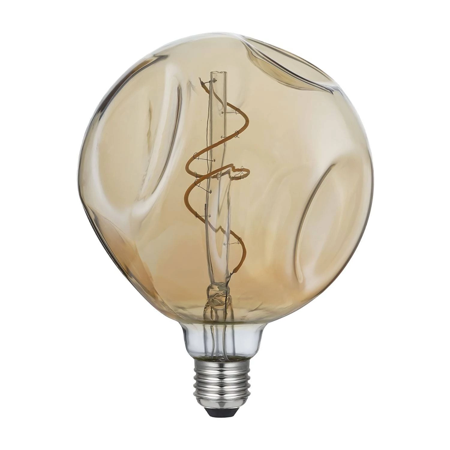 Bumbed LED-Glühbirne Globe G140 Goldfarben, Spiral Filament 5W 250Lm E27 2000K Dimmbar