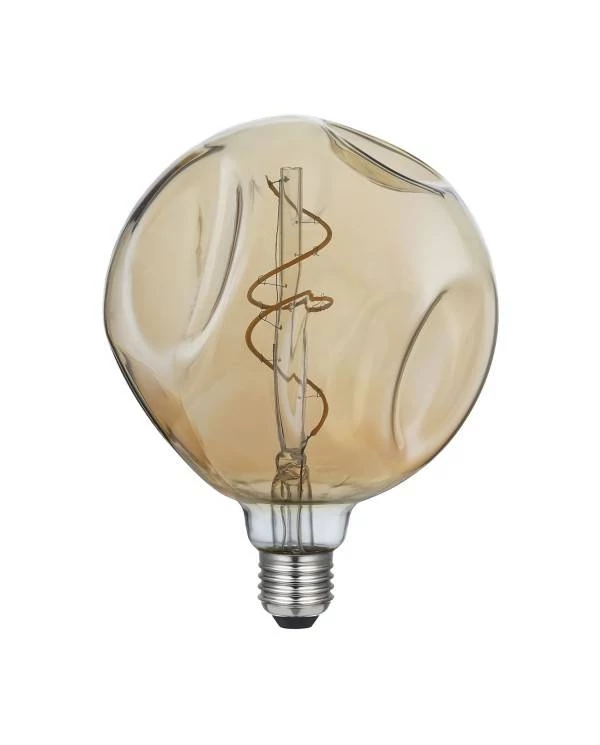 Bumbed LED-Glühbirne Globe G140 Goldfarben, Spiral Filament 5W 250Lm E27 2000K Dimmbar
