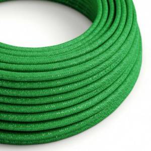 Textilkabel, grasgrün glänzend, mit Glitzer-Effekt - Das Original von Creative-Cables - RL06 rund 2x0,75mm / 3x0,75mm