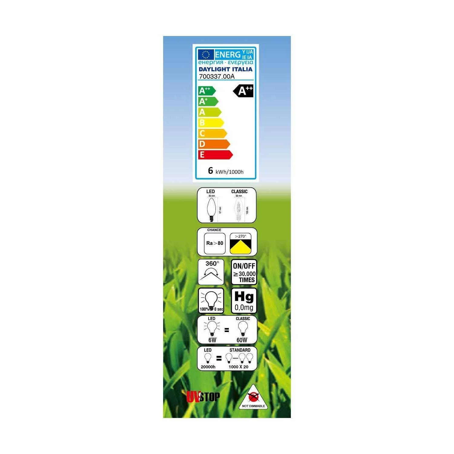 Filament LED-Glühbirne Olive, Klar 6W 806Lm E14 2700K