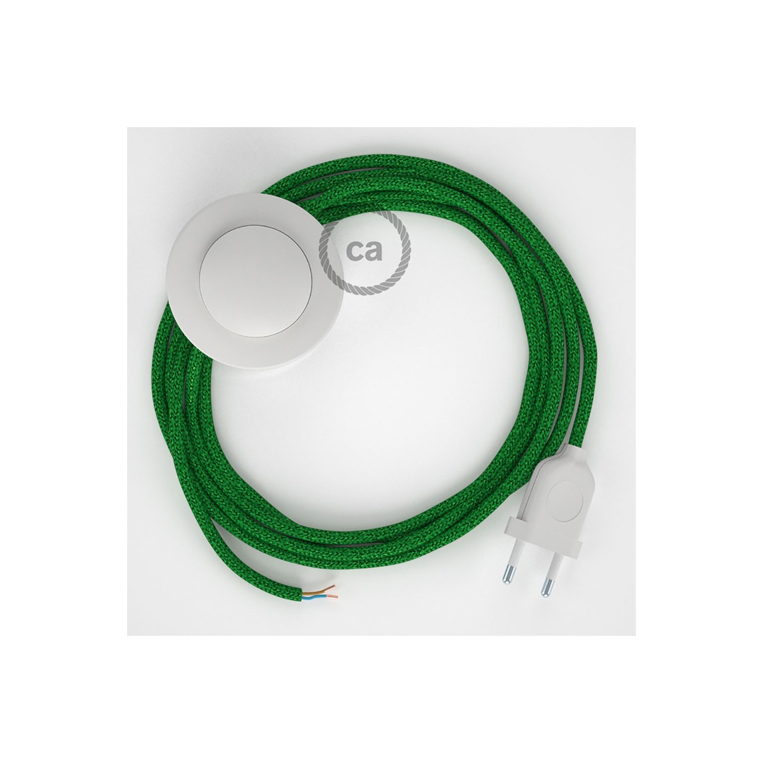 Stehleuchte Anschlussleitung RL06 Grün Geglittert Seideneffekt 3 m. Wählen Sie aus drei Farben bei Schalter und Stecke.