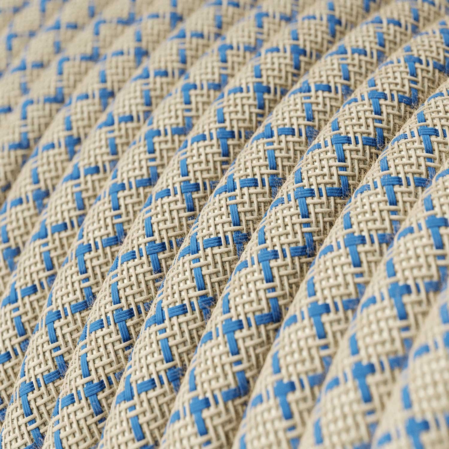 Textilkabel, stewardblau-beige, Rautenmuster - Das Original von Creative-Cables - RD65 rund 2x0.75mm / 3x0.75mm