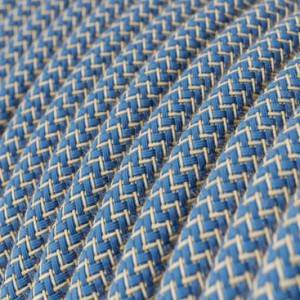 Textilkabel, stewardblau-beige, Zick-Zack - Das Original von Creative-Cables - RD75 rund 2x0.75mm / 3x0.75mm
