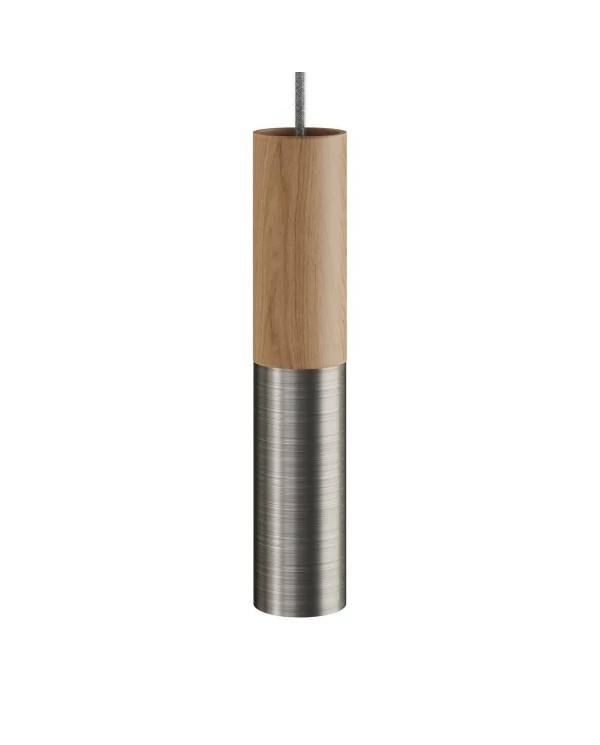 Tub-E14, Rohr aus Holz und Metall für Strahler mit E14 Lampenfassung mit Doppelklemmring